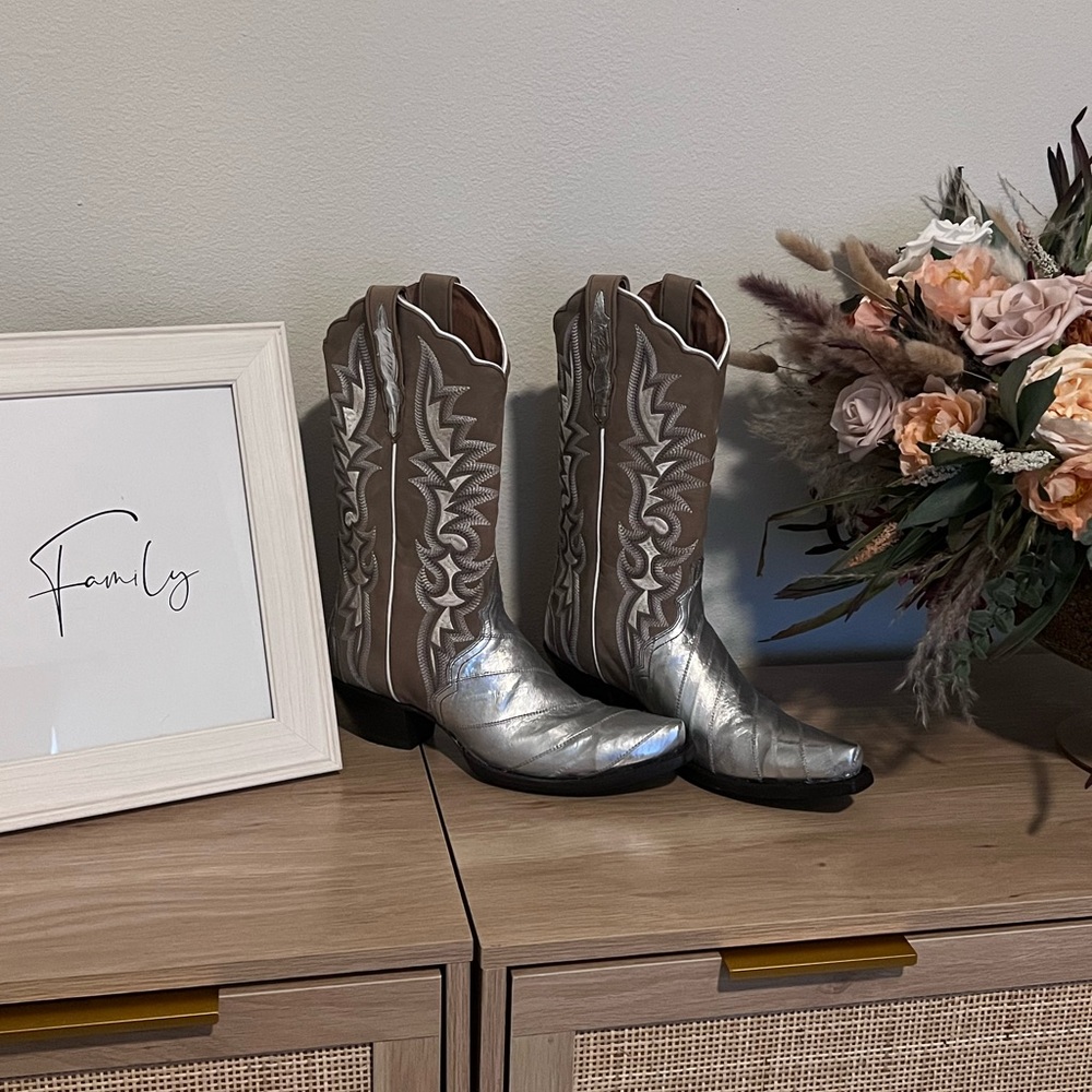 Silver cowgirl boots